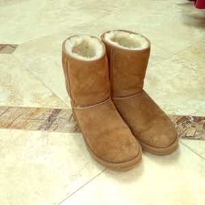 brown leather fur uggs