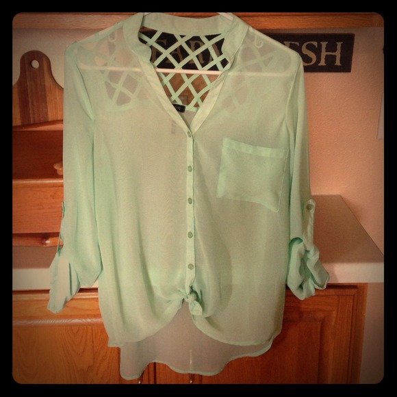 Mint sheer top