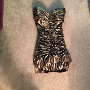 Glamourous BeBe gold foil dress!