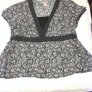 Black and white floral top.