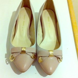 Nude and ivory hidden heel flat