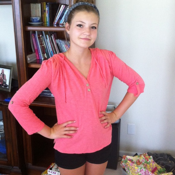 Pink shirt with hoodie