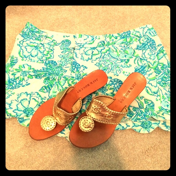Jack Rogers Beautiful Gold Heeled Sandals