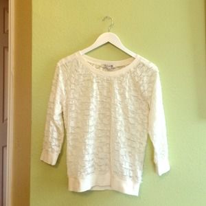 Creme, quarter sleeve lace sweater from forever 21