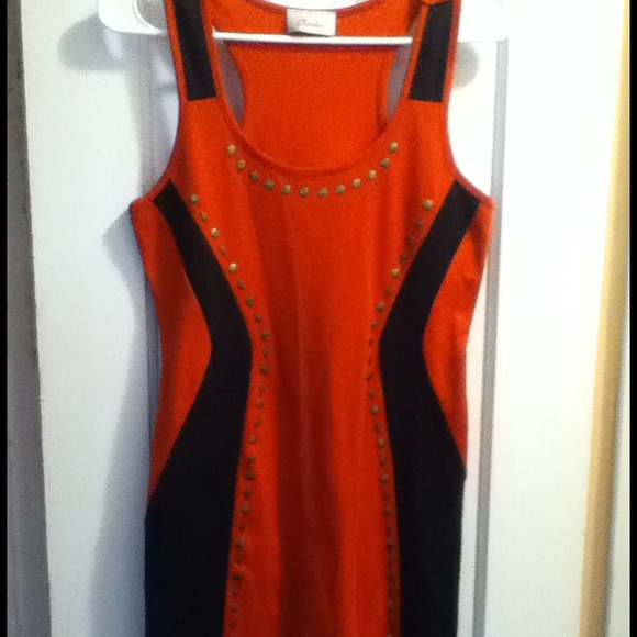💋💋💋Sexy Orange & Black Bodycon Dress