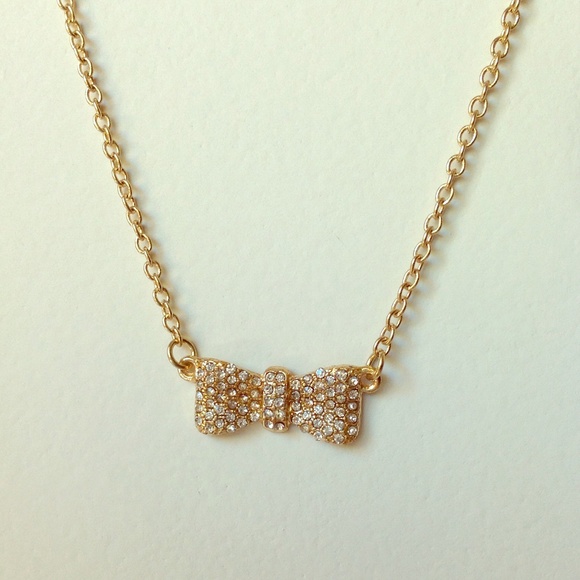 {PME PICK} Gold pavé crystal bow bowtie necklace