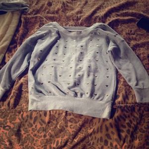 gold hearted grey sweater