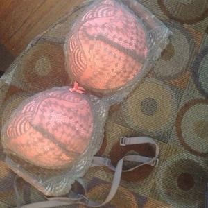 NWOT hot pink x grey lace strapless bra