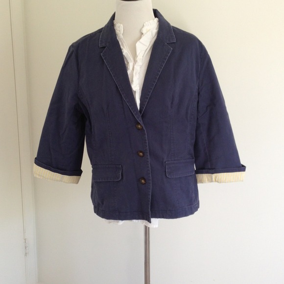 Navy Blue Casual Blazer with Distressed Details