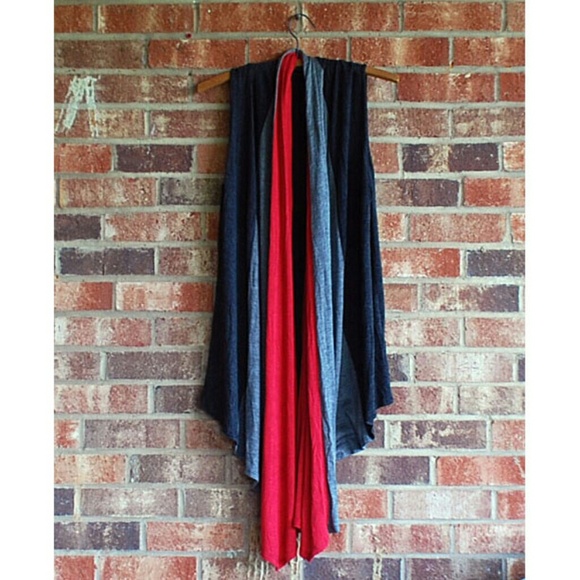 Long Forever 21 Vest in Red, Gray, & Black - Picture 2 of 2