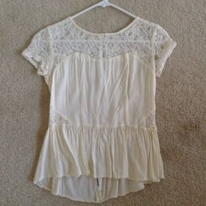 Creme peplum lace top