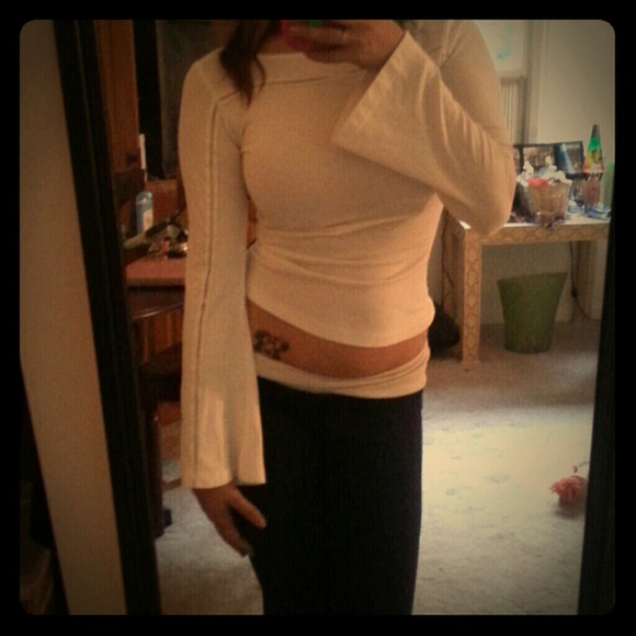 White bell bottom long sleeve