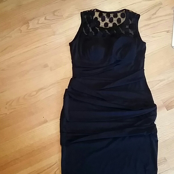 Black dress with mesh neckline