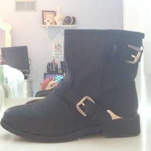 Black and gold booties