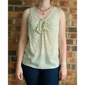 Lightweight Floral Twenty One Tank with Front Tie