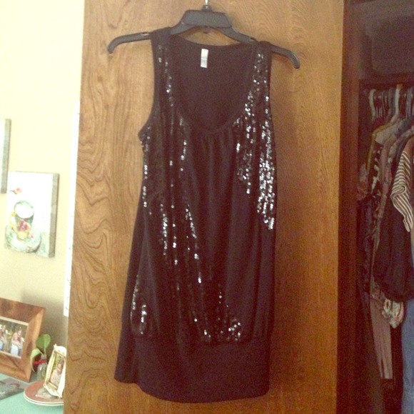 Sparkly Black Long Tank