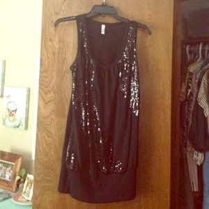 Sparkly Black Long Tank