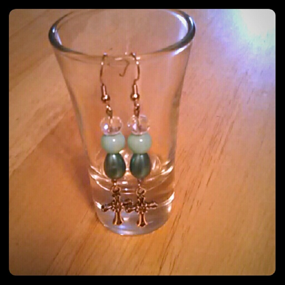 Turquoise cross drop earrings