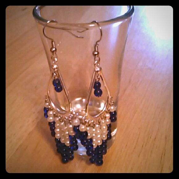 Midnight blue chandelier drop earrings