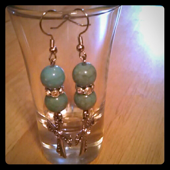 Turquoise diamond cross drop earrings