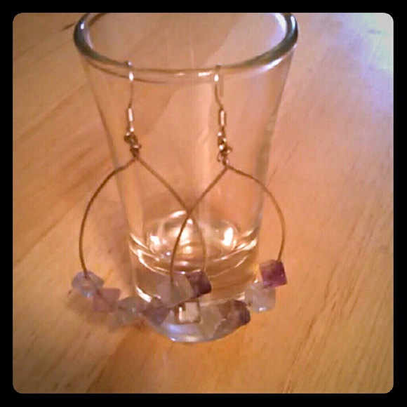 Fluoride stone purple and sage earrings