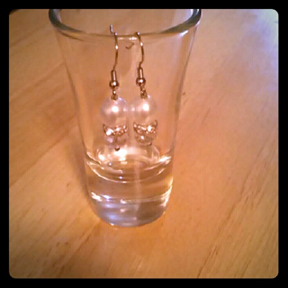 White pearl diamond drop earrings