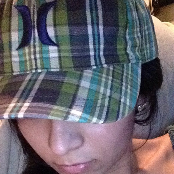 Green, Teal and Grey Plaid Hurley Hat