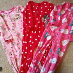 GIRLS 3T fleece footed pjs bundle
