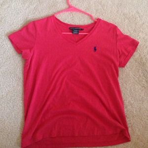 Red/navy blue short sleeve polo