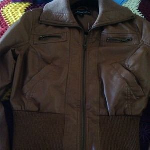 Brown leather jacket