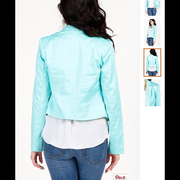 BUNDLED Aqua mint button blazer polkadot lining - Picture 2 of 4