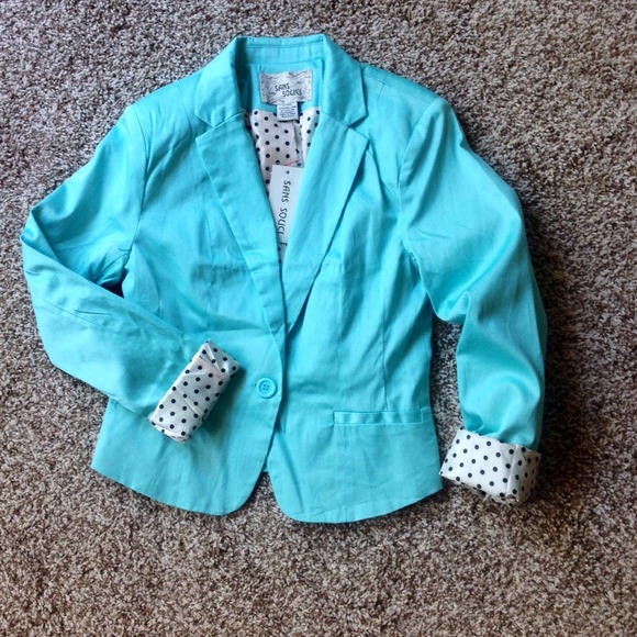 BUNDLED Aqua mint button blazer polkadot lining - Picture 4 of 4