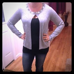 Reduced!! Heather Grey jeweled cardigan Banana rep