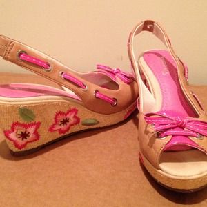 Sperry sling back wedges