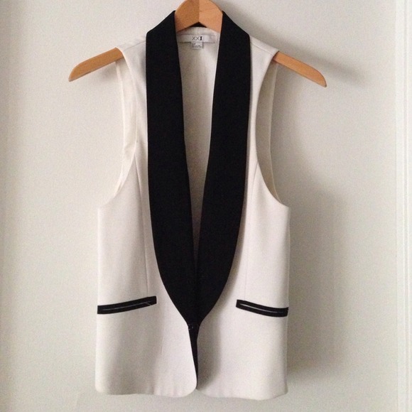 Black & white tuxedo style vest