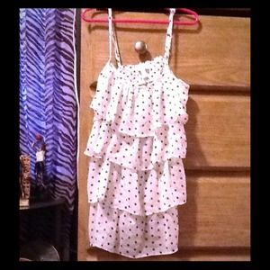 White with black polka dots tank