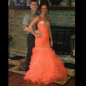 Gorgeous Neon Orange Mermaid Corset Prom Dress