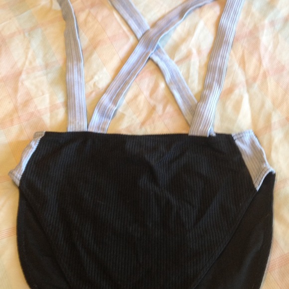 Workout shorts with suspender straps