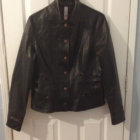 2 faux leather jackets