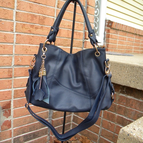 Genuine Leather Tassell Shoulder Handbag