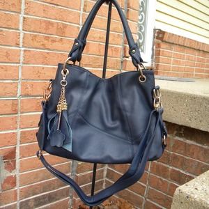 Genuine Leather Tassell Shoulder Handbag