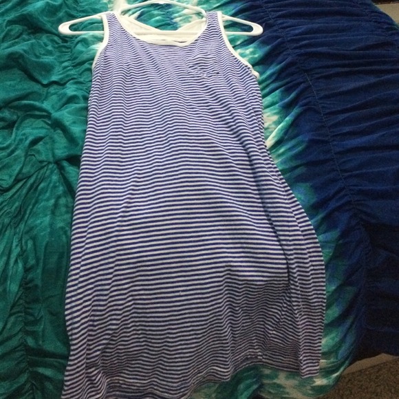 Blue and white striped dress