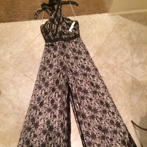 Alice and Olivia leather and lace jumpsuit