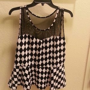 Black and White Checkered peplum top