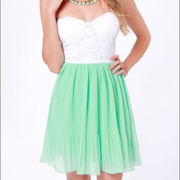White and mint green dress