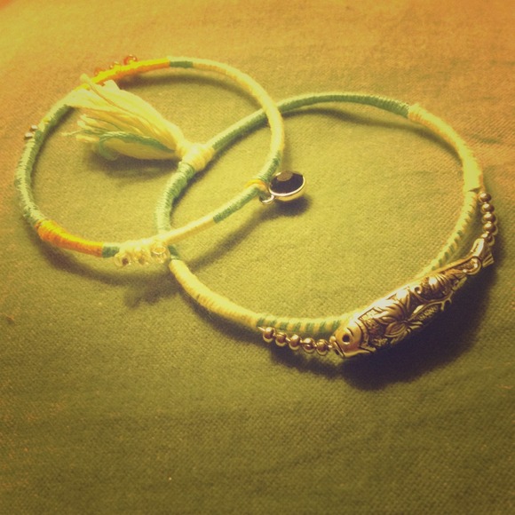 Fishie bracelet with beading, tassel, and gem