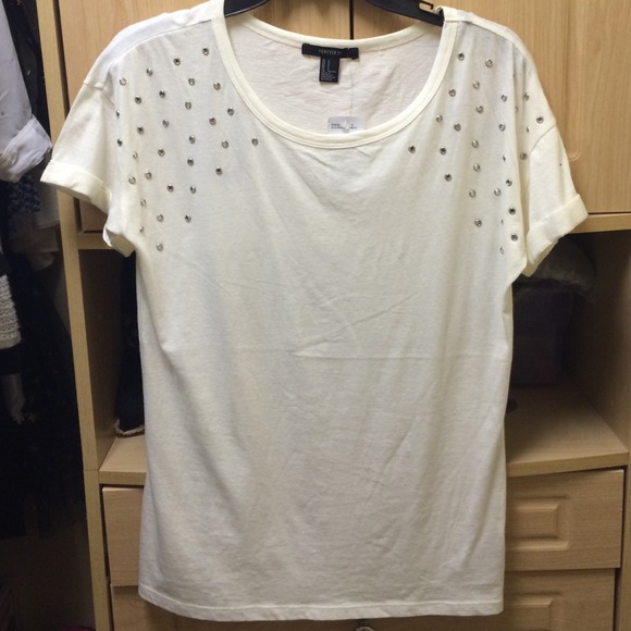 Cream Sequinned Tee