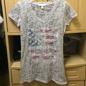 Grey Burnout Patriotic V-Neck