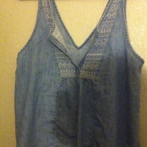 denim like tank top with tribal prints