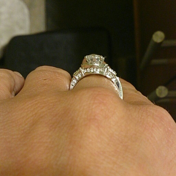 CZ PACKED SILVER PLATED RING - Picture 3 of 3